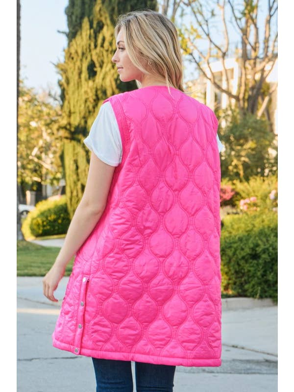 Oddi - Wholesale Outerwear Vest - Women's - Plus Quilted Vest Jacket - Front Snap Button Closure8