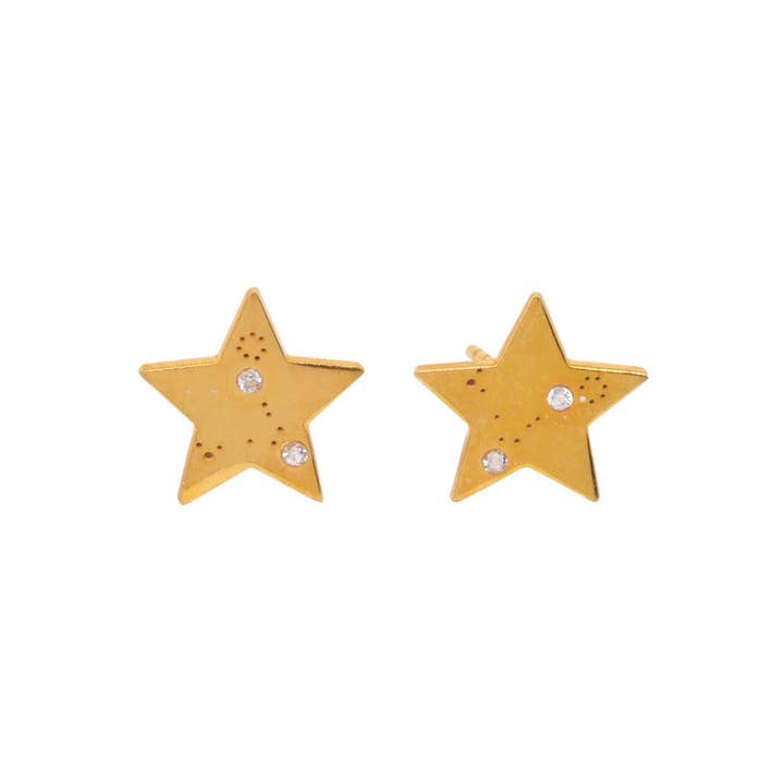 Solid Gold Star Constellation Stud Earrings for wholesale by Anna Lou of London