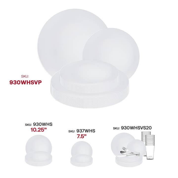 Smarty had a Party - Wholesale Dinnerware Set - White w/ Silver Organic Plastic Dinnerware Set - 120 Guests6