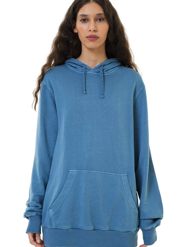 MAHA YOGI STONE HOODIE COFFEE YARN FRENCH TERRY - INDIGO for wholesale by Maha Yogi