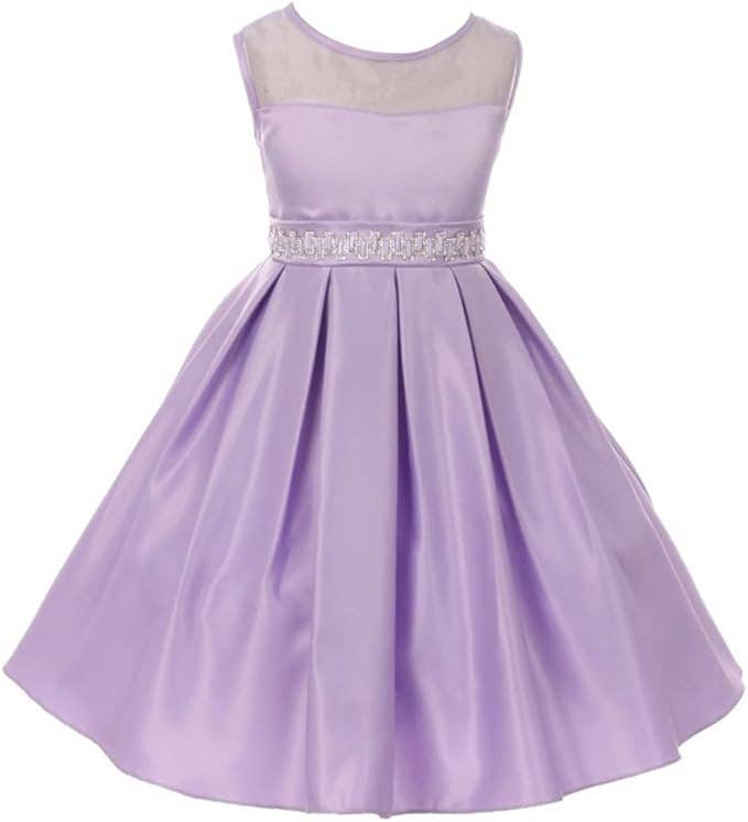 iGirlDress - Wholesale Dress - Kids - Little Girls Illusion Satin Flower Girl Communion Dress 4-163