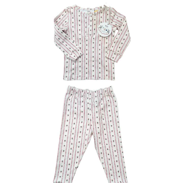 Sun House Children's - Wholesale Sleepwear Set - Kids - Girls Pajama in Holiday Dot Stripe0