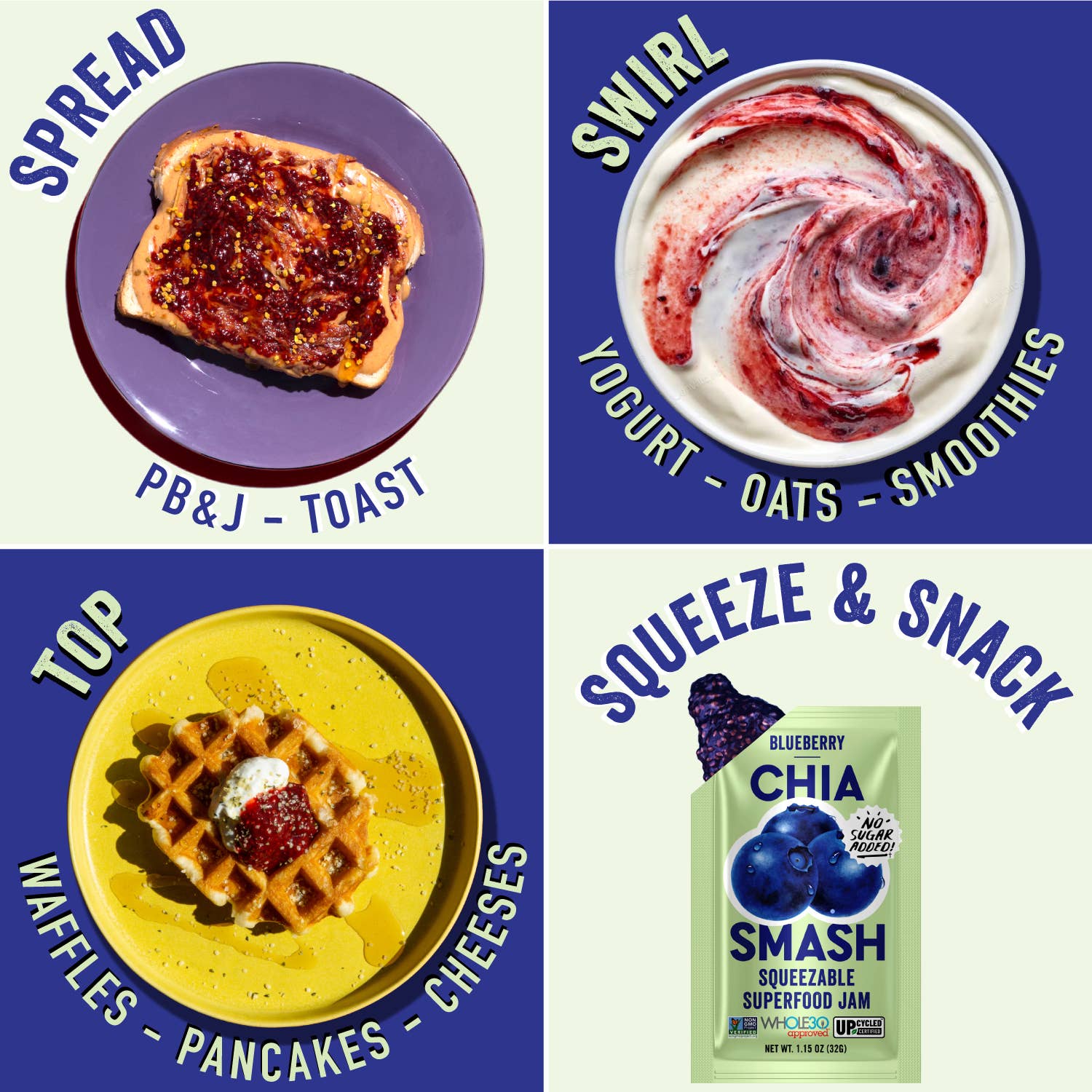 Smash Foods - Wholesale Jam/Jelly - Blueberry - Smash Single Serve Squeezies3