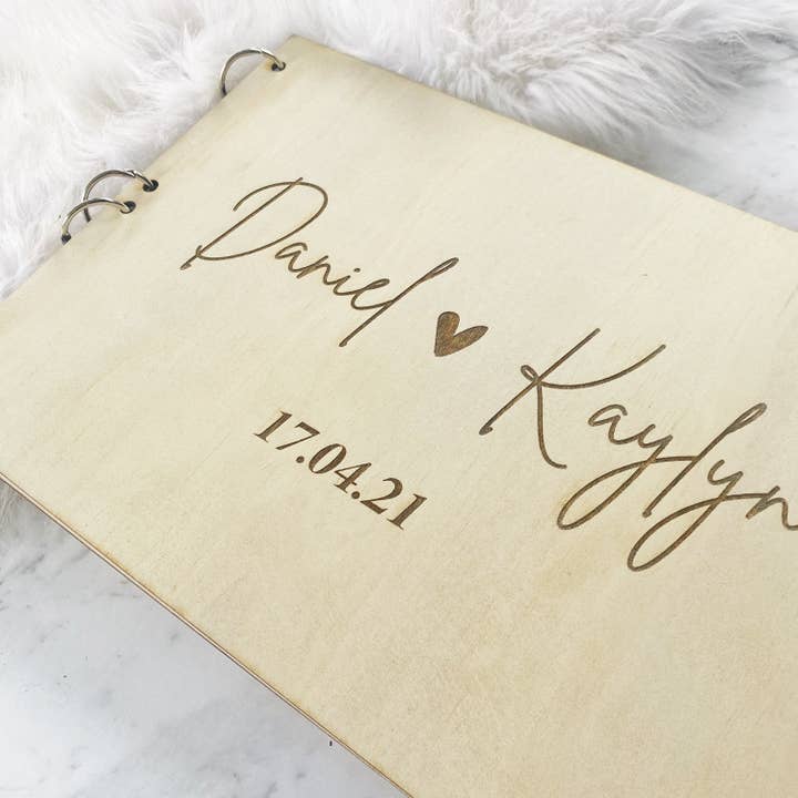 Custom Guestbook - Wooden Wedding Guestbook - Engraved - A4 for wholesale by Lavender Co Creative