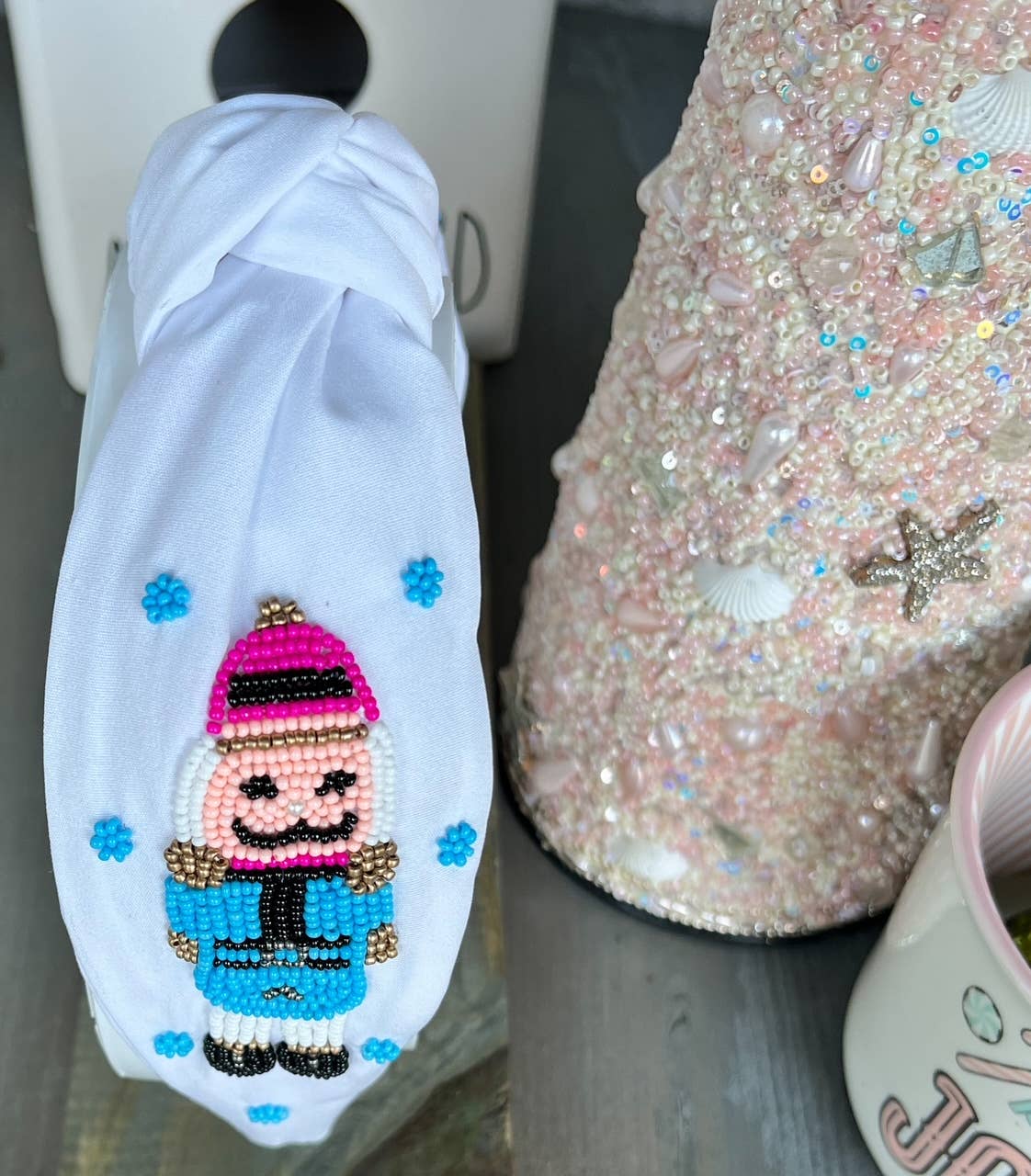 OBX Prep - Wholesale Fashion Headband - Women's - Christmas Pink Blue Nutcracker Beaded Headband OBX Exclusive2