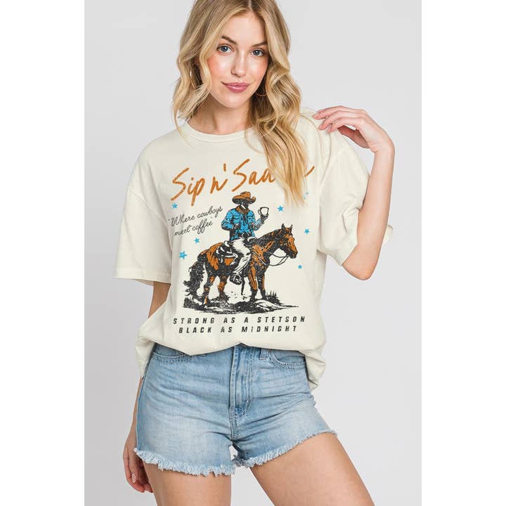 T-SHIRT À MOTIF MINÉRAL SHIP ON SADDLE pour la vente par HRTandLUV