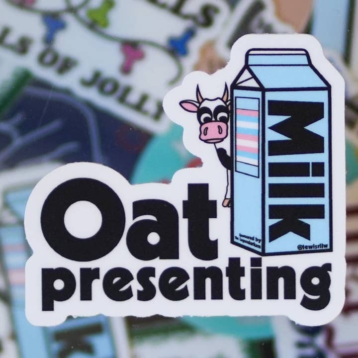 Oat Milk Presenting Sticker for wholesale by Salted Fruit Shop
