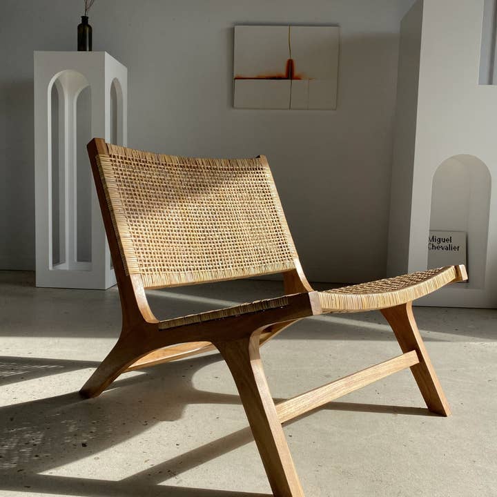 Office Objets - Wholesale Chair - Reclined chair in natural wood and woven rattan33