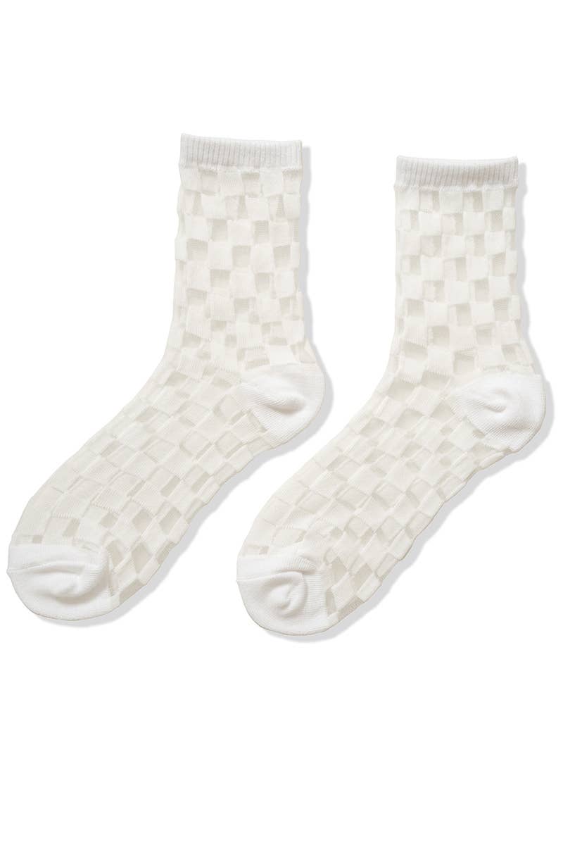 42POPS - Wholesale Socks - Women's - ",....FASHION CHECKERED SHEER MESH SOCKS1
