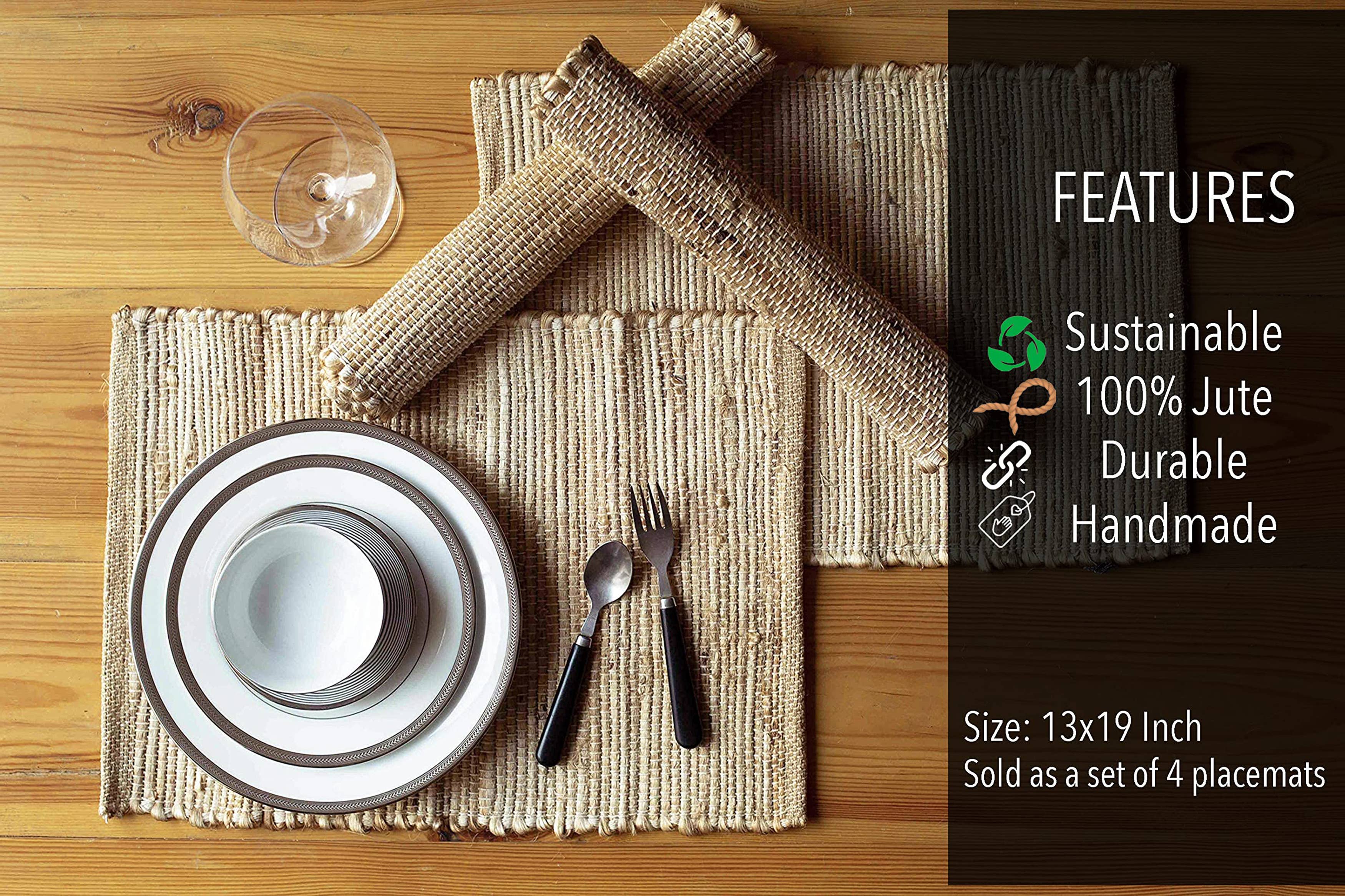 NATURLIG JUTE Sæt med 4 bordskånere af jute og hamp, 33x48 cm for engroshandel på Faire6