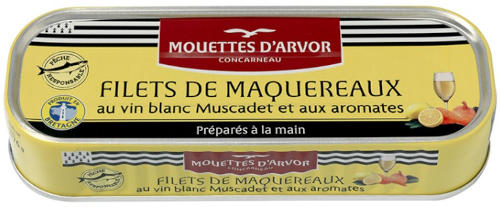 French Feast - Wholesale Tinned Fish - Mouettes d'Arvor Mackerel fillets in Muscadet wine0