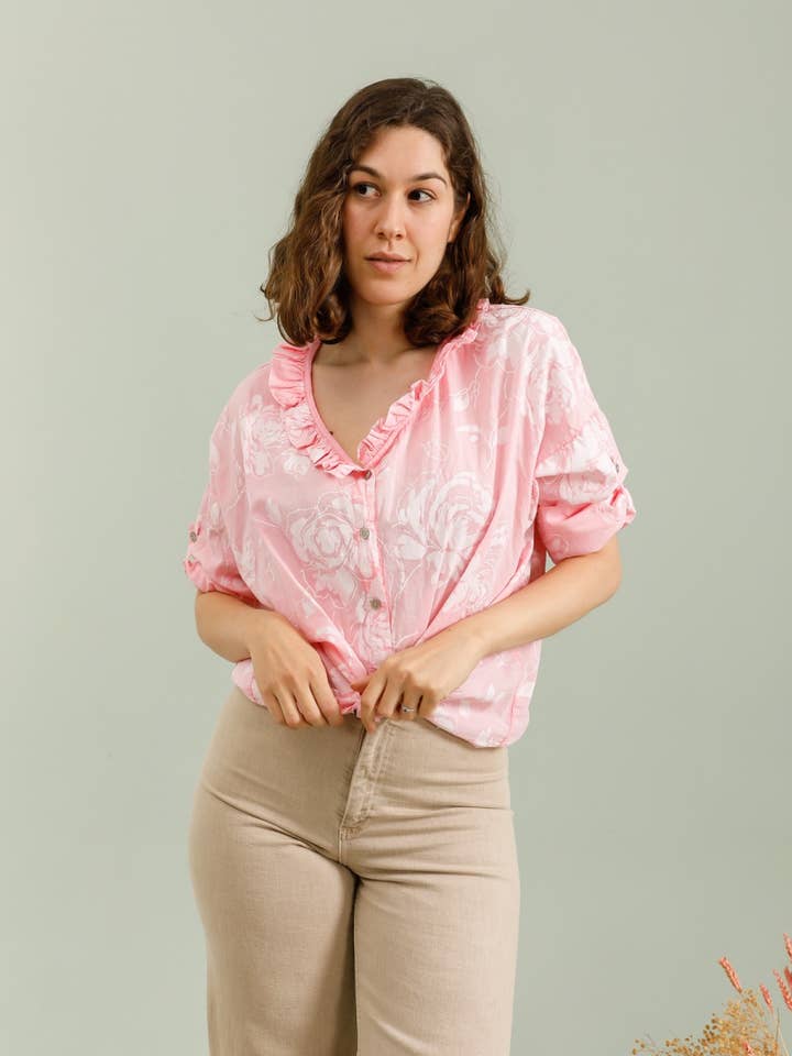 Blouse met bloemenprint voor wholesale door Attrait Paris