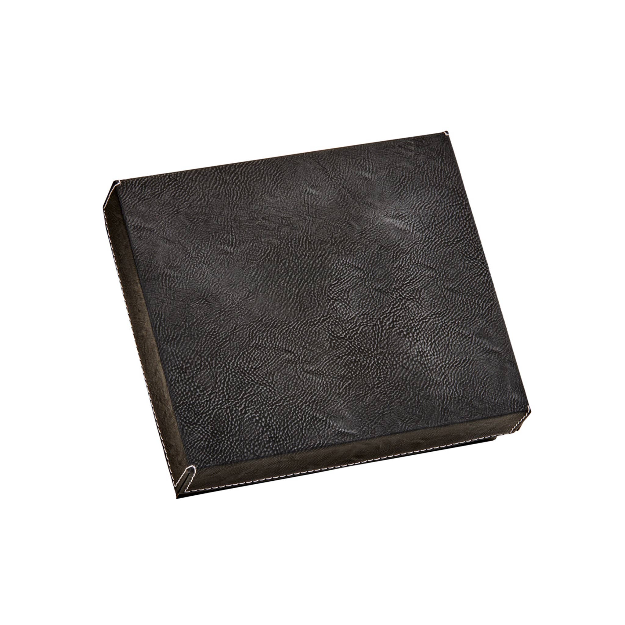 Creative Gifts International Inc. - Vendita all'ingrosso Fiaschette - Set da fiaschetta in acciaio inox con rivestimento in pelle nera e due bicchierini1