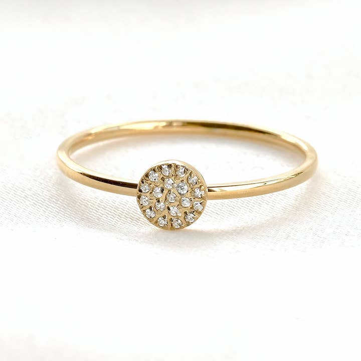 Pave CZ Round Ring - Waterproof Round Diamond Ring for wholesale by Blueyejewelry