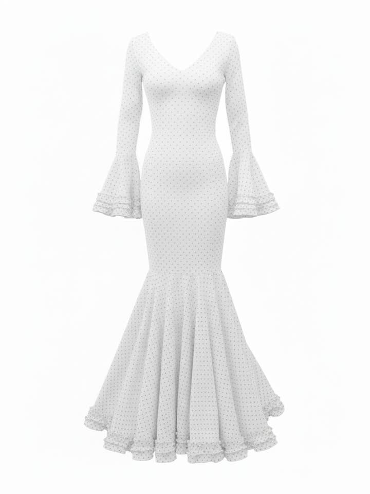 Weißes Flamenco-Kleid EM252 | EMMA WU DESIGN für den Großhandel von EMMA WU DESIGN