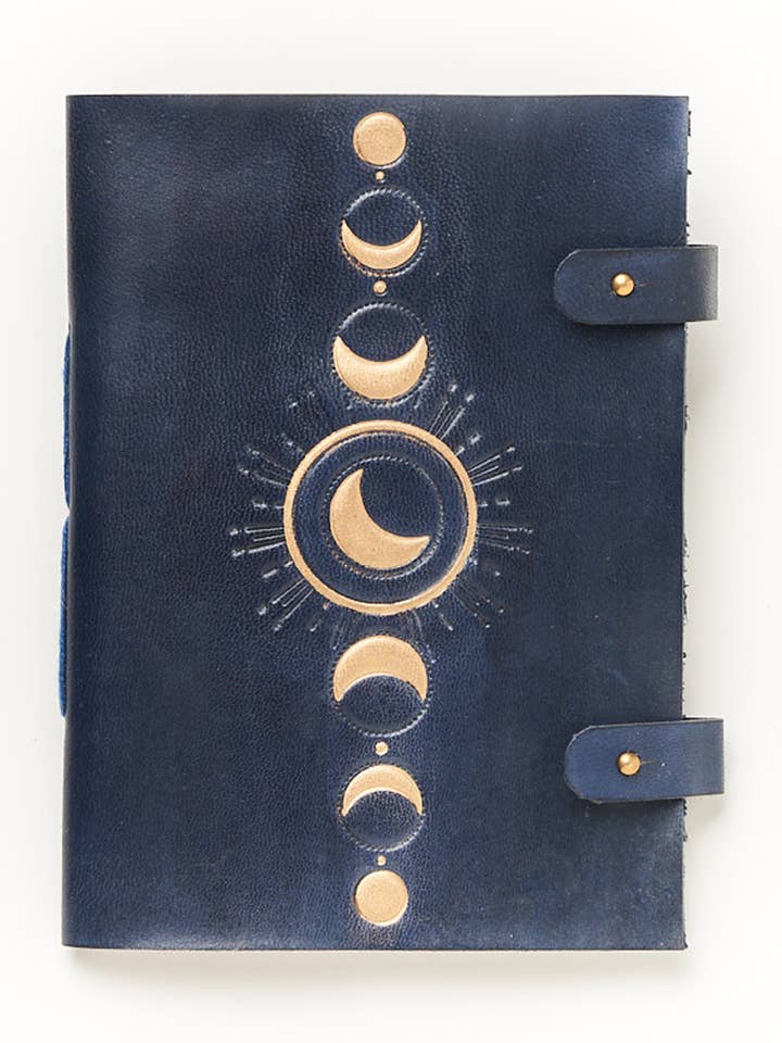 Indukala Moon Phase 5x7 Leather Journal - Refillable Paper for wholesale by Matr Boomie Fair Trade