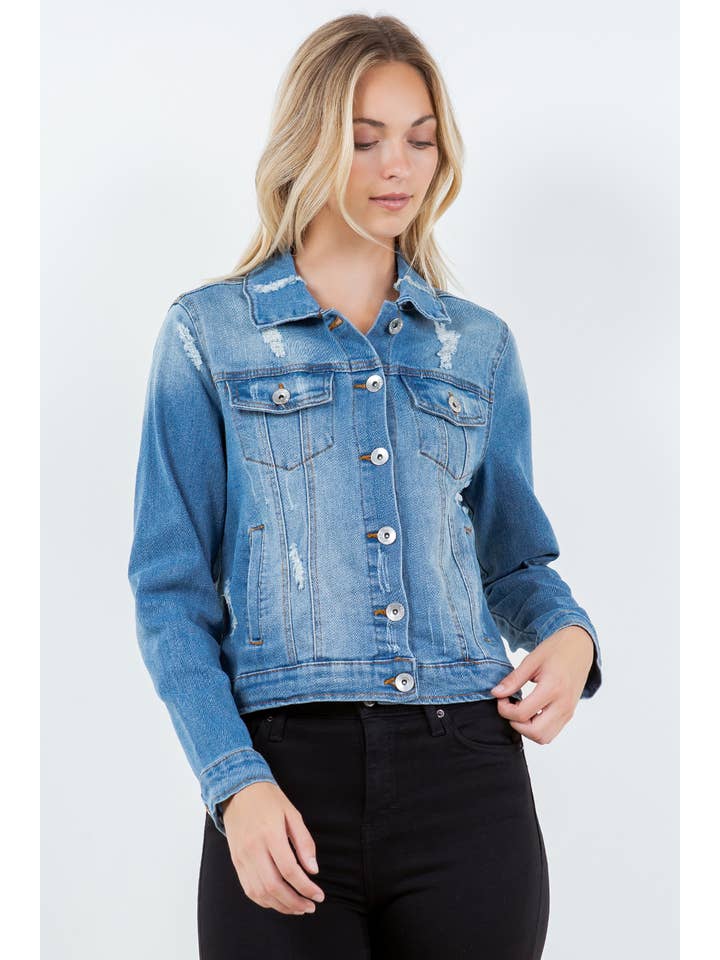 Veracci - Wholesale Denim Jacket - Women's - Stretch Classic Trucker Denim Jacket