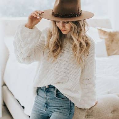 Brown 100% Australian Wool Felt Wide Brim Hat - Style Aspen for wholesale on Faire