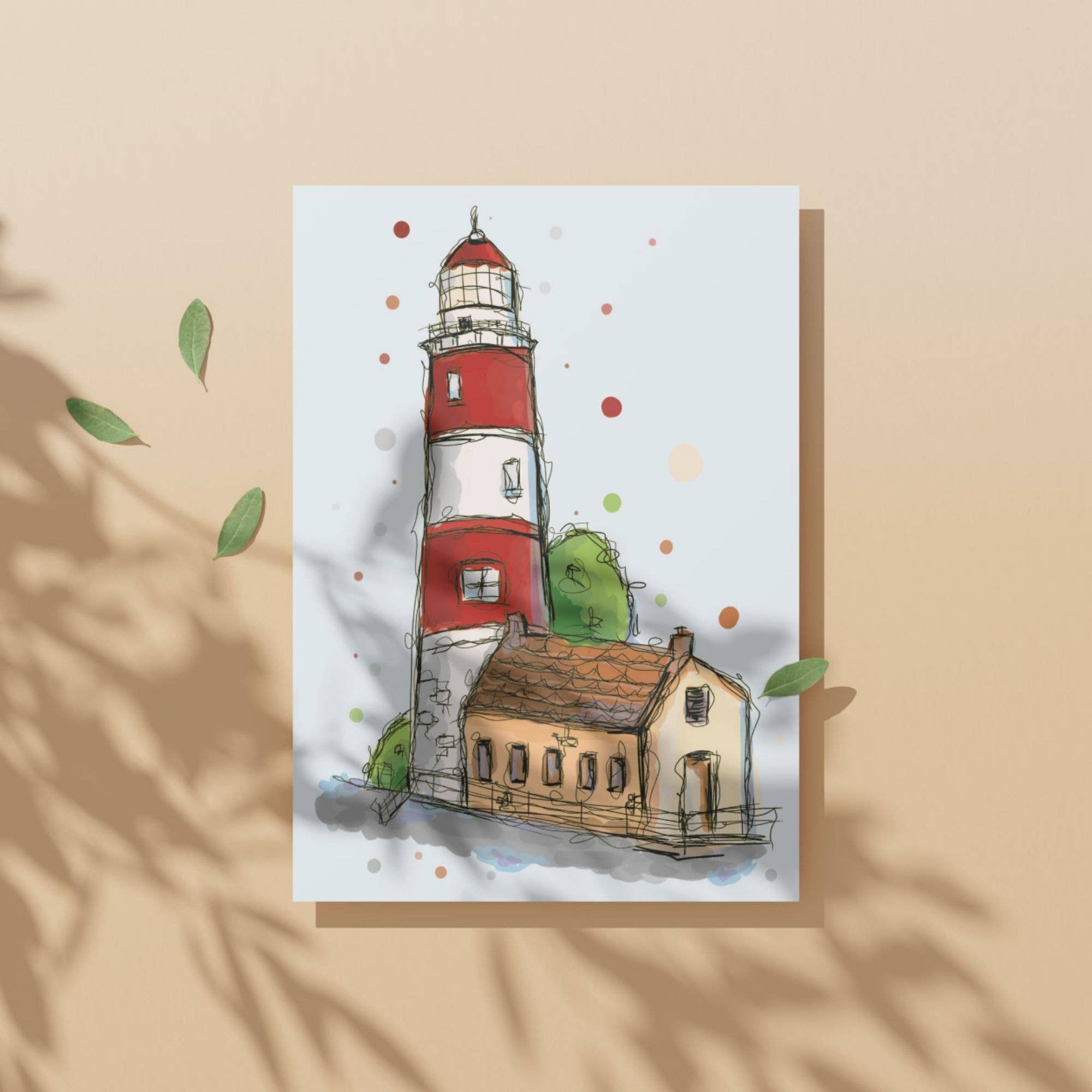 x The Fancy Firefly - Wholesale Art Print - Hand-Drawn Lighthouse Print – Urban Sketch Art, A5 & A43