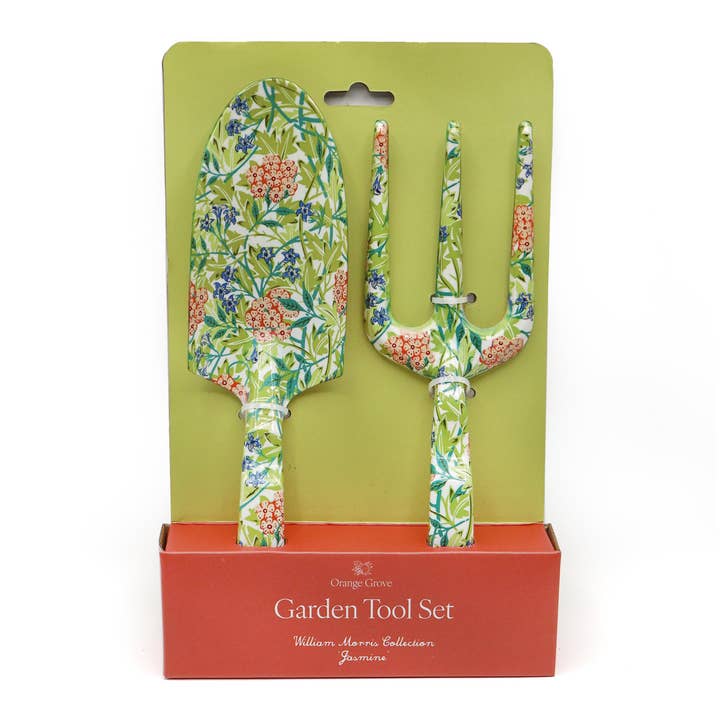 Robert Frederick Ltd - Wholesale Garden Tool - Orange Grove Fork and Trowel Garden Tool Set - William Morris Jasmine Design