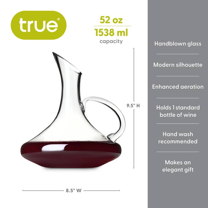 TRUE - Vente Carafe - Carafe à vin en verre traditionnelle Capuli avec poignée 52oz4