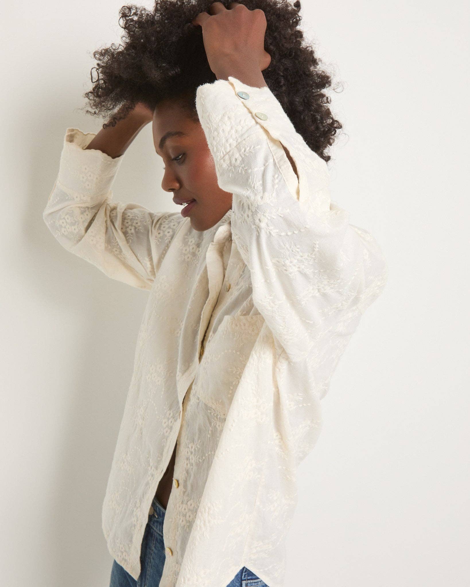 Cream Radiance Eyelet Shirt for wholesale on Faire2