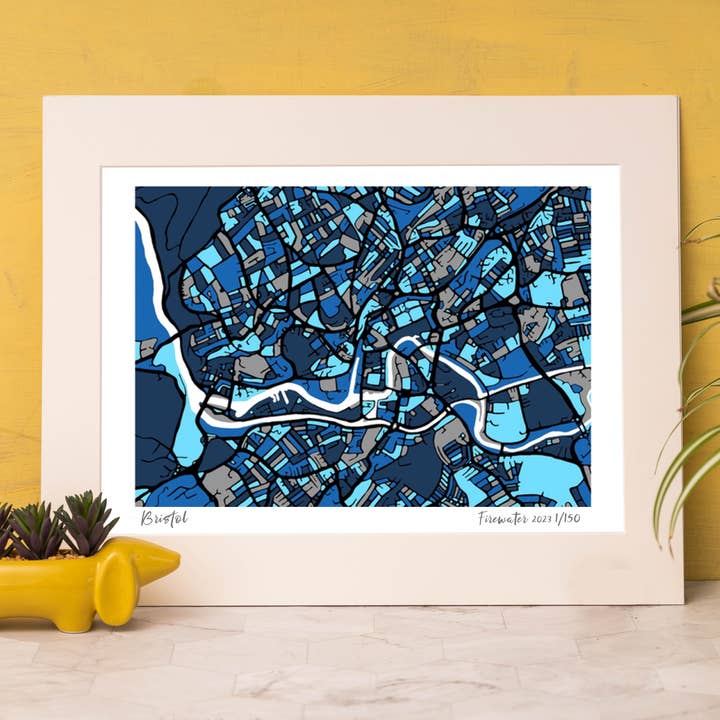 BRISTOL UK ART MAP - HAND-DRAWN & LIMITED EDITION for wholesale by Firewater Gallery