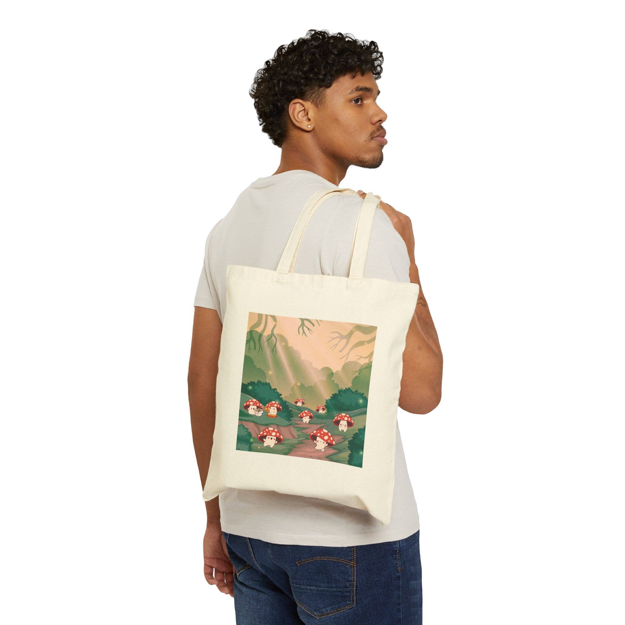 Laney's Castle - Wholesale Tote Bag - Unisex - Mushroom Party Canvas Tote Bag – Cottagecore Fall Design9