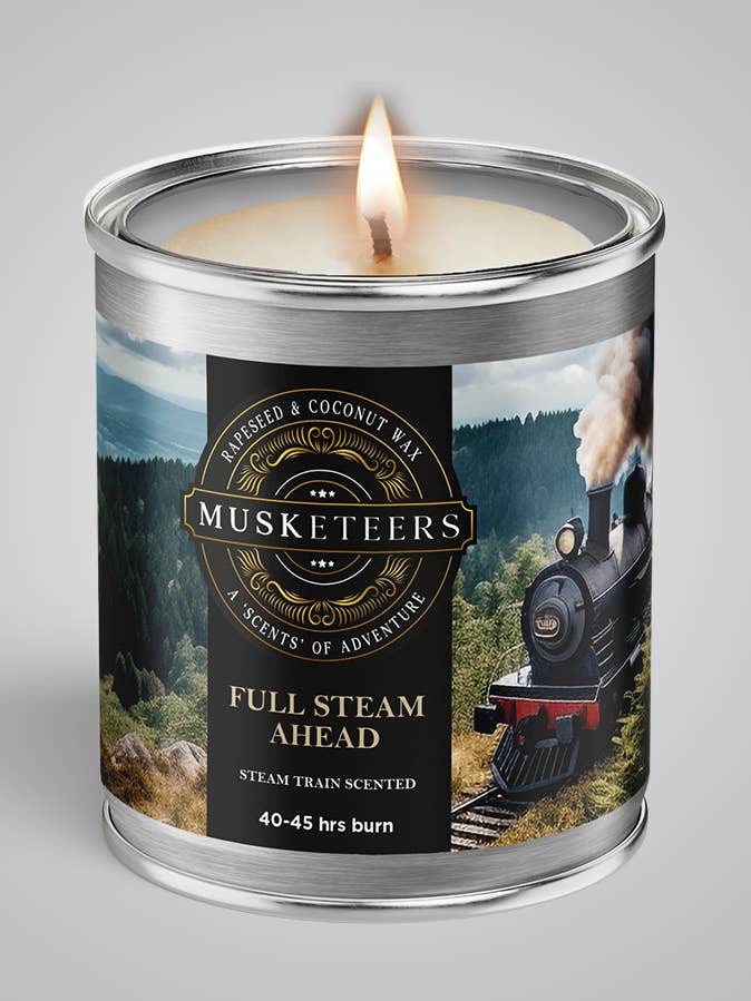 Full Steam Ahead - Steam Train Scented Masculine Candle for wholesale by Musketeers