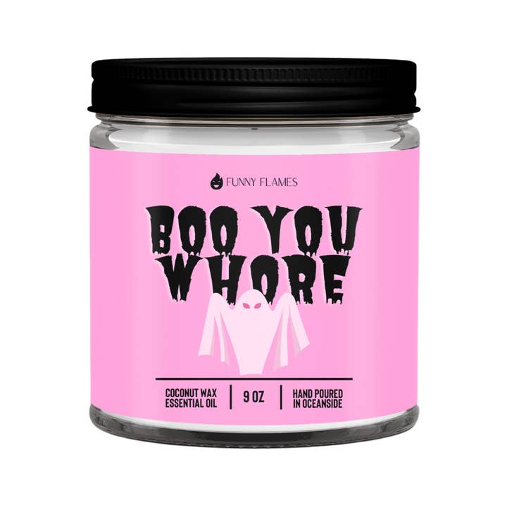 Boo du hore (spøgelse) Sjove flammer Halloween stearinlys gave for engroshandel hos Funny Flames Candle Co - Les Creme
