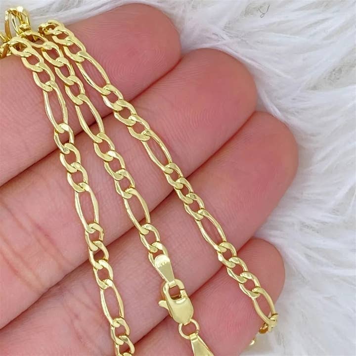 Karrbear - Wholesale Schakelketting - 14K massief geelgouden Figaro-ketting 3.50 mm Italië