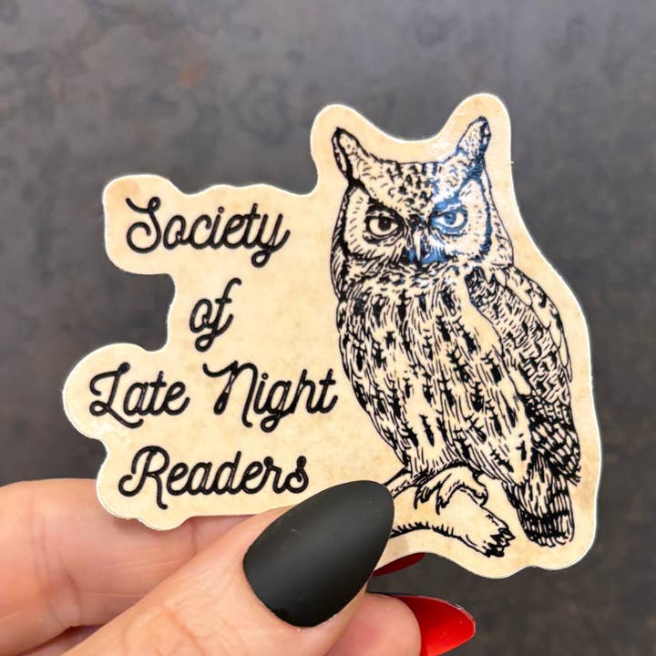 Samhället för sena nattläsare Die Cut Owl Vinylklistermärke för wholesale av GetBullish