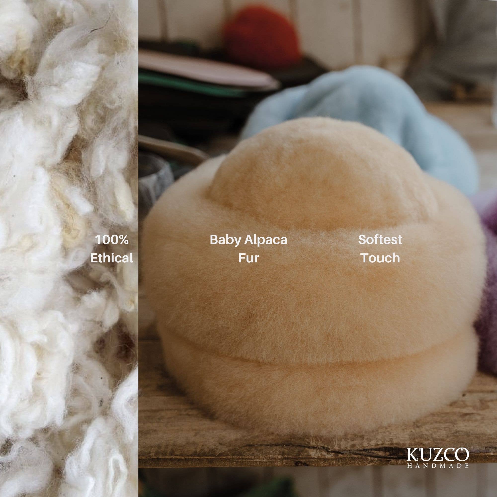 KuzcoHandmade - Wholesale Beanie - Women's - Beige Baby Alpaca Fur Hat, Handmade Luxury Hat, Alpaca cloth1