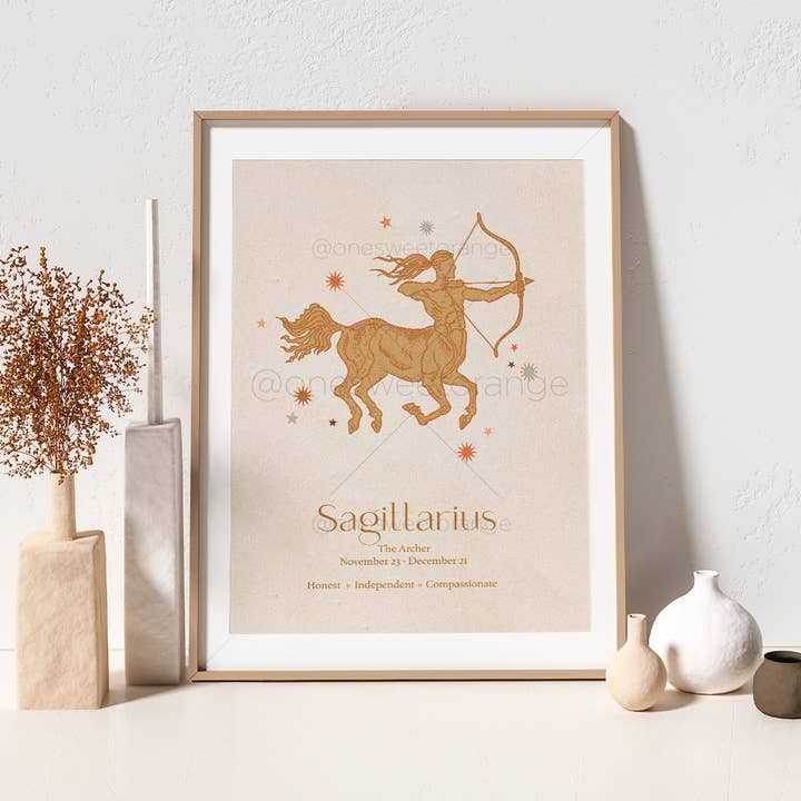Zodiac Print - Impresión artística del horóscopo de Sagitario para venta al por mayor de Onesweetorange