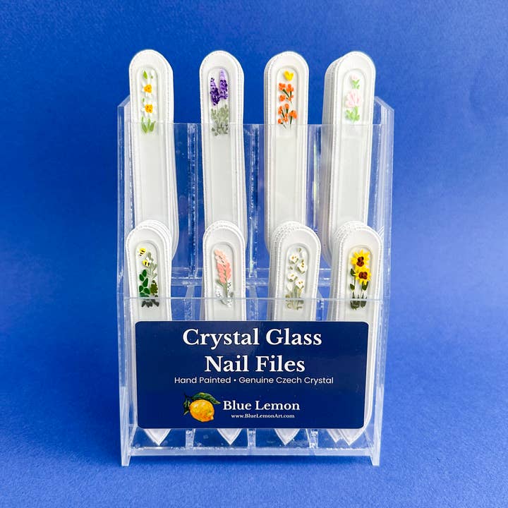 Set of 48 Hand Painted Floral Glass Nail Files - Small for wholesale by Blue Lemon Art