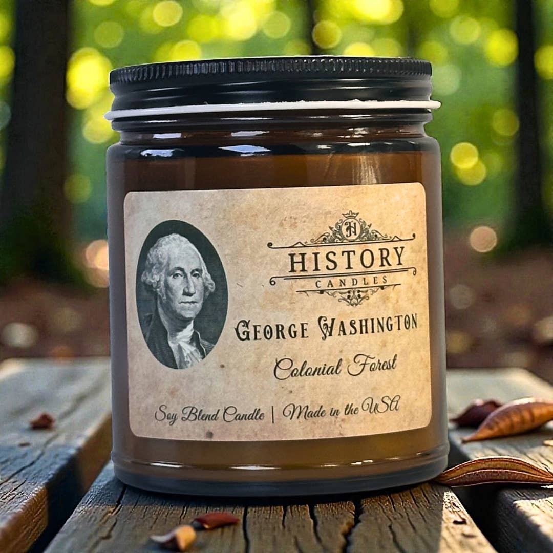 History Candles - Wholesale Jar/Filled Candle - GEORGE WASHINGTON Candle | Gift Shop Memorabilia