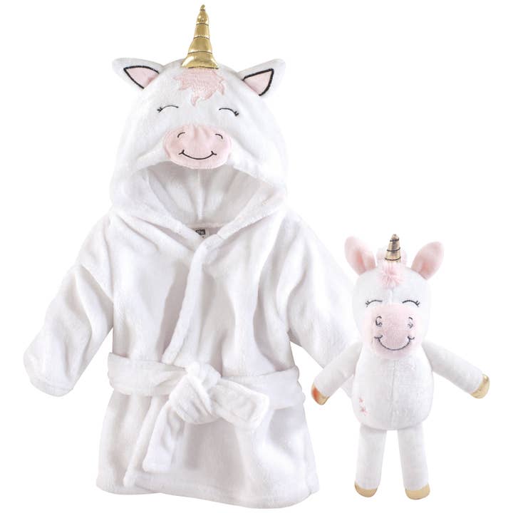 Hudson Baby Plush Bathrobe and Toy Set, Modern Unicorn for wholesale by BabyVision