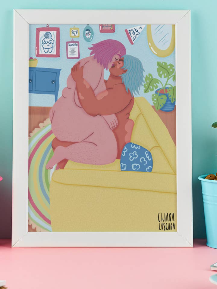 Stampe - Amoureux queer en fête pour la vente par Chiaralascura