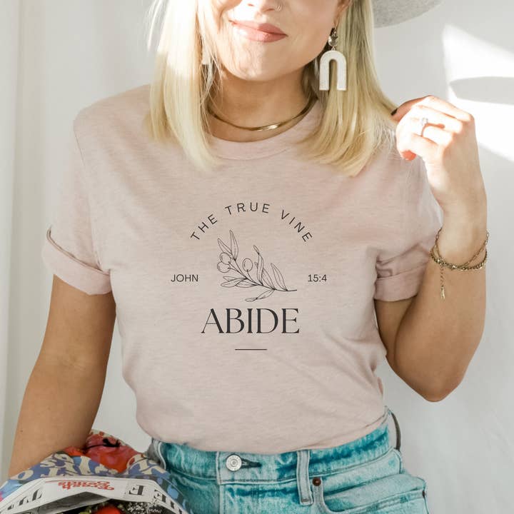 Faith & Life Christian Brands - Wholesale Screen Printed T-Shirt - Women's - Abide Olive Branch Vine Women's Christian Graphic T-Shirt15