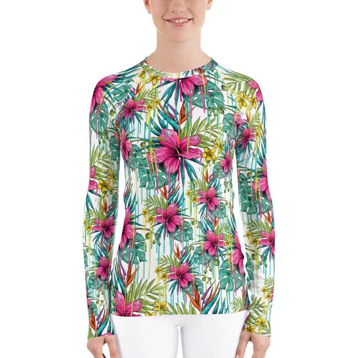 Rash Guard Hibiscus pour femmes pour la vente par Ikan Island