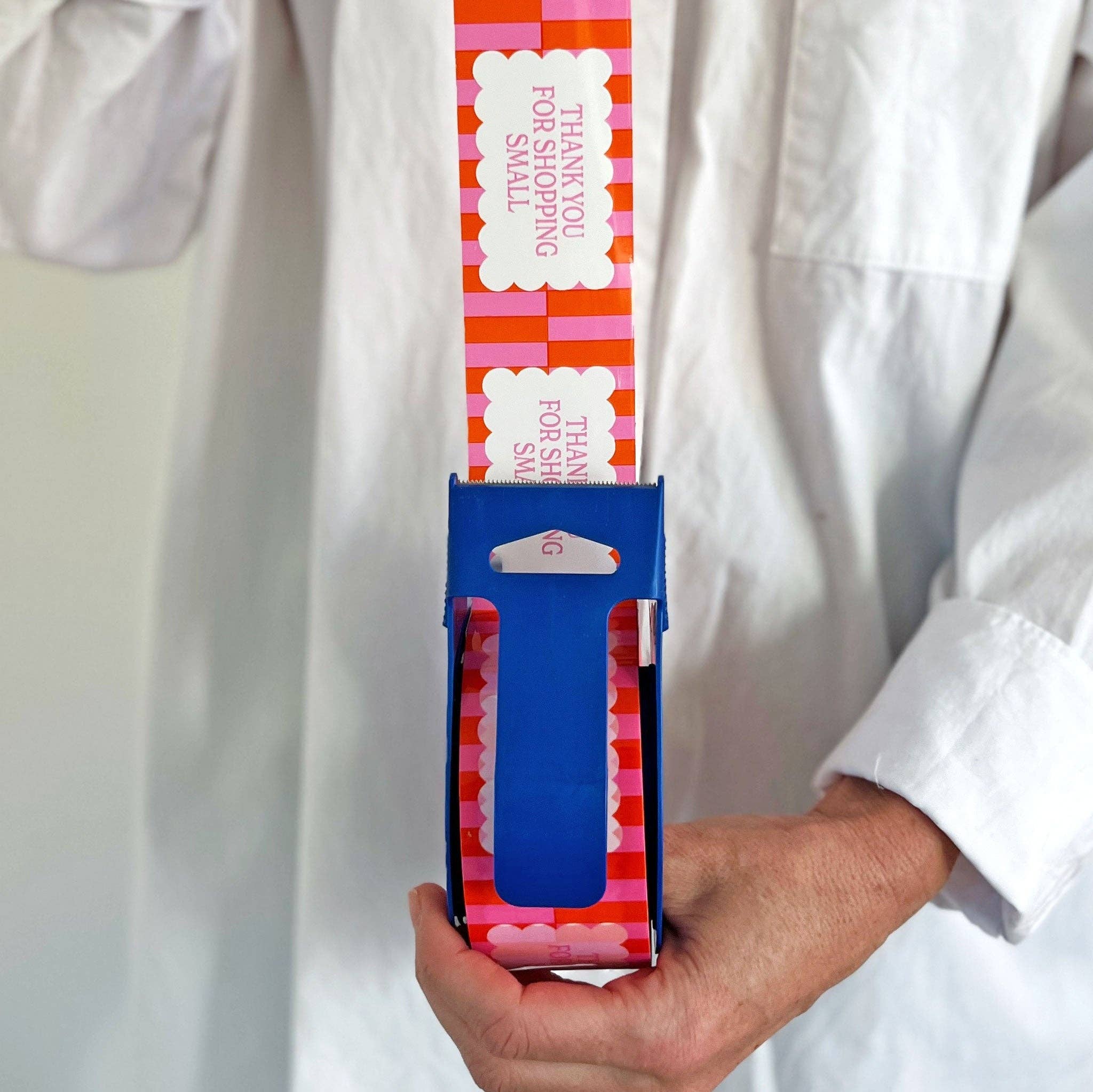 Shippy Tape – wholesale Tape – Thank You for Shopping Small Shipping Tape - Pink Orange Cloud (2 Rolls + Dispenser)4