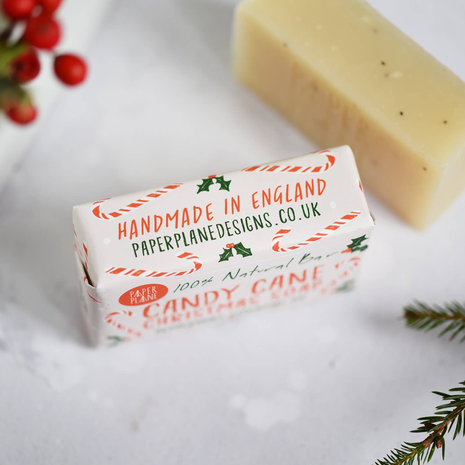 Paper Plane (US Duties Paid) - Vente Pains de savon - Savon de Noël 100 % naturel à la canne de bonbon à la menthe poivrée vegan2