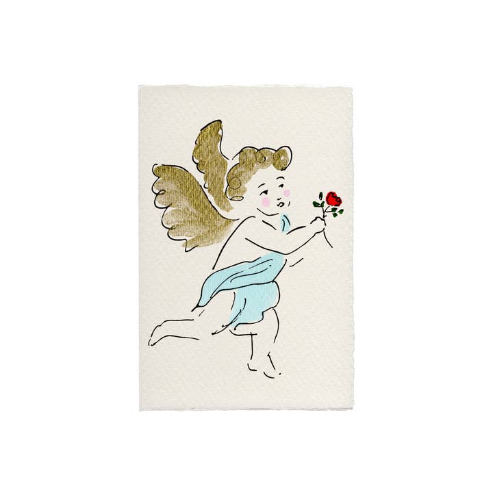 Cupid & Rose Valentine Card for wholesale by Scribble & Daub