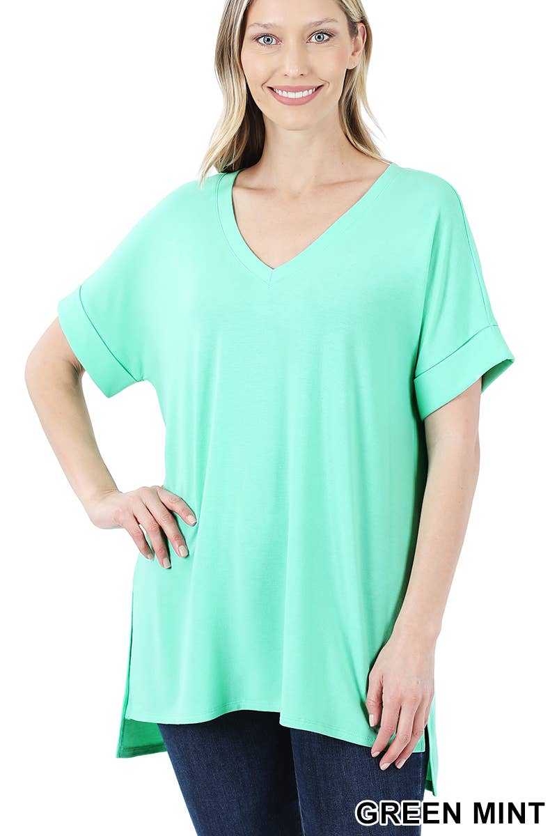 42POPS - Wholesale Tunic - Women's - `.Short Sleeve Side Slit Hi Low Hem21