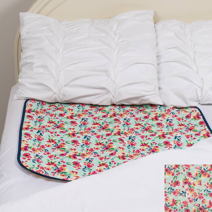 Protège-matelas - Floral Aqua pour la vente par Smart Bottoms