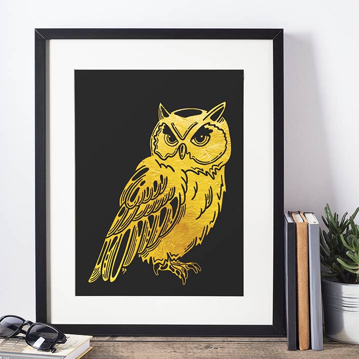 Gold Foil Owl Print for wholesale by Ren Butler Design