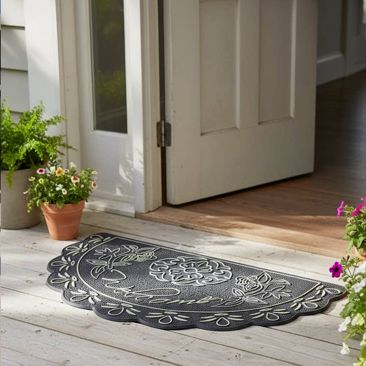 Half Circle Rubber Welcome Mat 16x28 – Non-Slip Front Door for wholesale by NICJAK, LLC