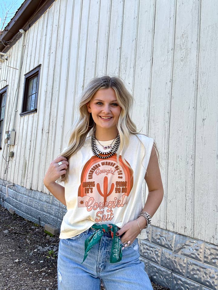 Jeder möchte ein Cowgirl sein Boxy Tanktop für den Großhandel von Hank & Scoot