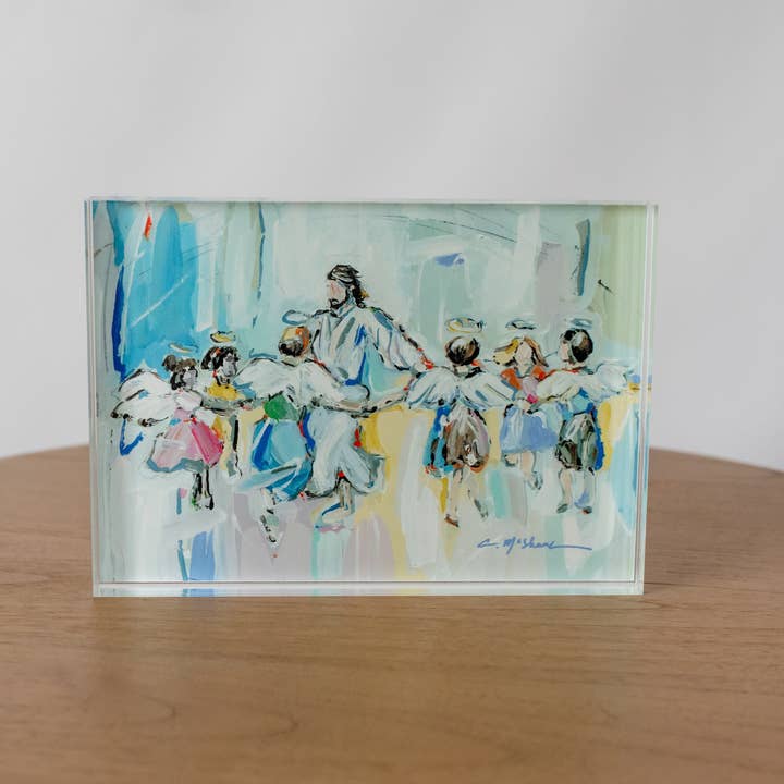 Chelsea McShane Art - Wholesale Decorative Tabletop Object - "Dancing With Jesus" acrylic shelfie