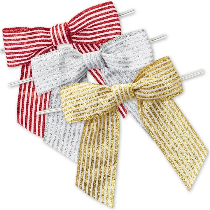 Nashville Wraps - Wholesale Bow - Gift Wrapping - Pre-Tied Striped Grosgrain Gift Bows